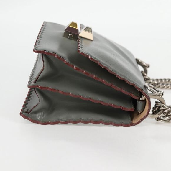 FENDI Chain Shoulder Bag Leather Gray Silver - Picture 4 of 12